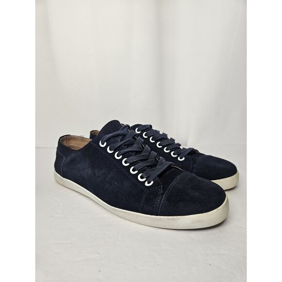 Women's Size 9 Navy Blue Suede Sneakers Lace Up Low Top Soft Comfort - Picture 1 of 8